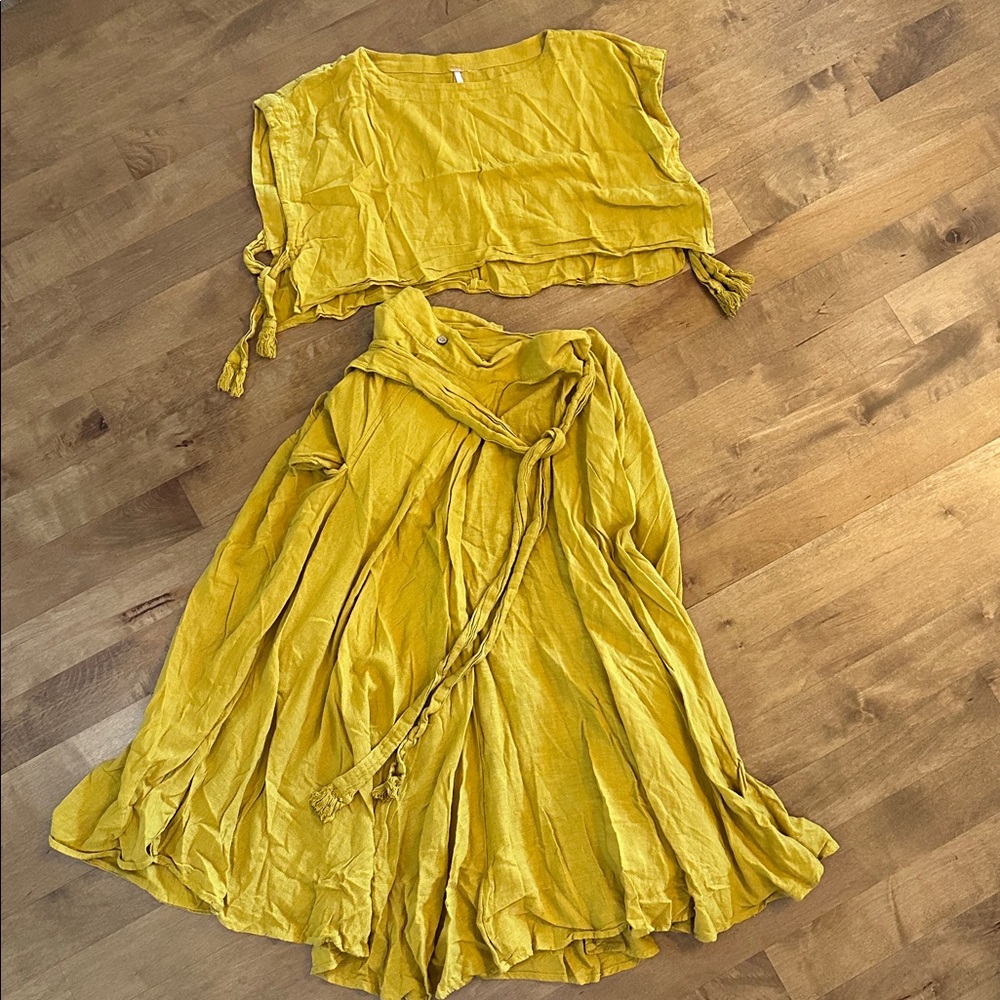 Free People Mustard Linen Garment